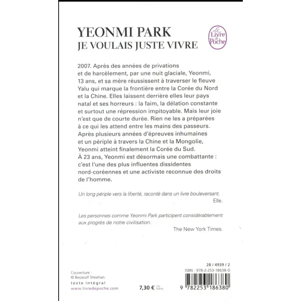 Je voulais juste vivre PDF de Yeonmi Park